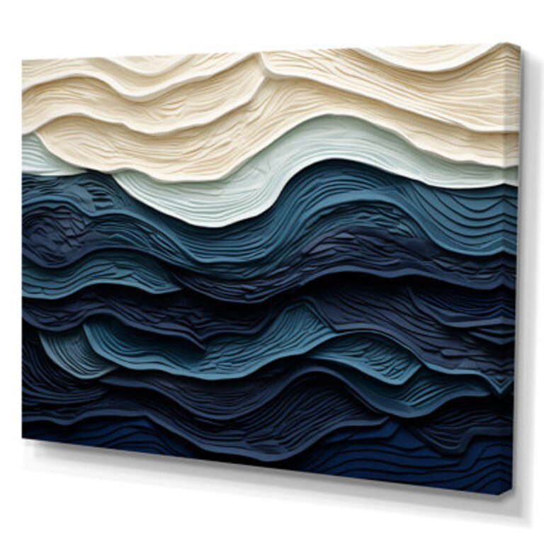 Blue and White Coastal Waves - Wall Decor