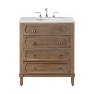 Asellus 31W x 22D Bath Vanity in Reclaimed Gray with White Marble Top and White Basin