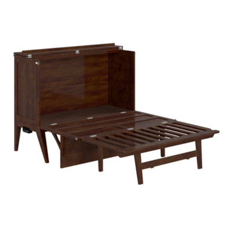 Anuhya Solid Wood Murphy Bed Desk with 6 Mattress and Built-in Charging Station
