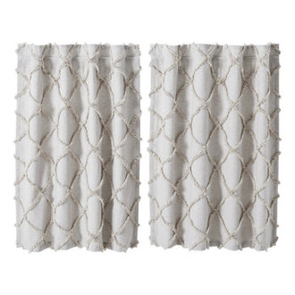 Aysha Cotton Geometric Tailored Cafe Curtain
