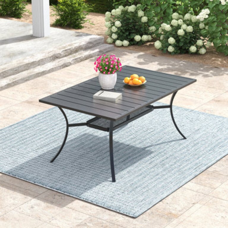 Rectangular Metal Outdoor Dining Table 6 Chairs