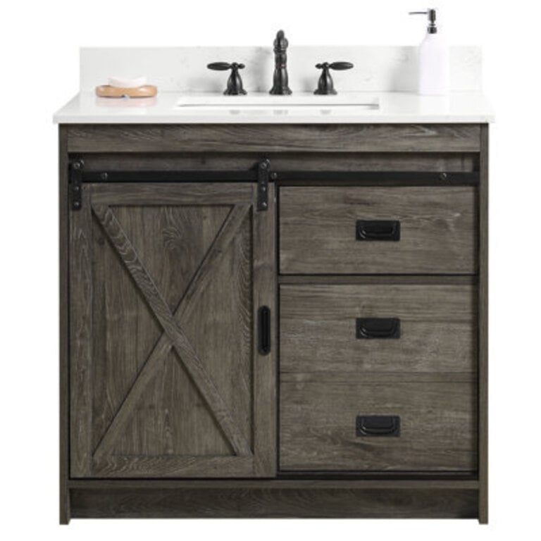 Jillian 36 Single Bathroom Vanity with Engineered Stone Top
