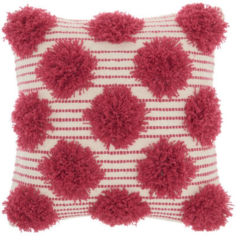 Tufted Pom Poms Square Cotton Pillow Cover  Insert