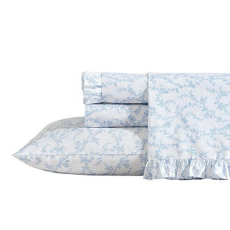 Laura Ashley Floral Ruffled Hem Cotton Sheet Sets