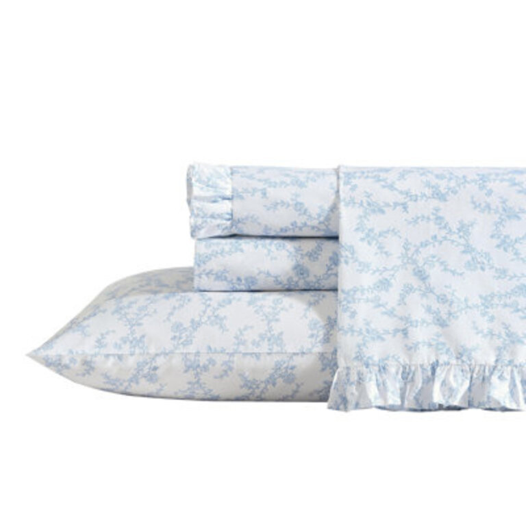 Laura Ashley Floral Ruffled Hem Cotton Sheet Sets