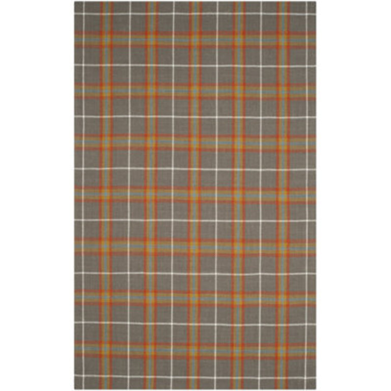 Marotta Hand Loomed Wool Viscose Plaid Rug in GrayOrange
