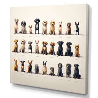 Grey Childrens Dog Nursery Patter I - Animals Wall Art Print