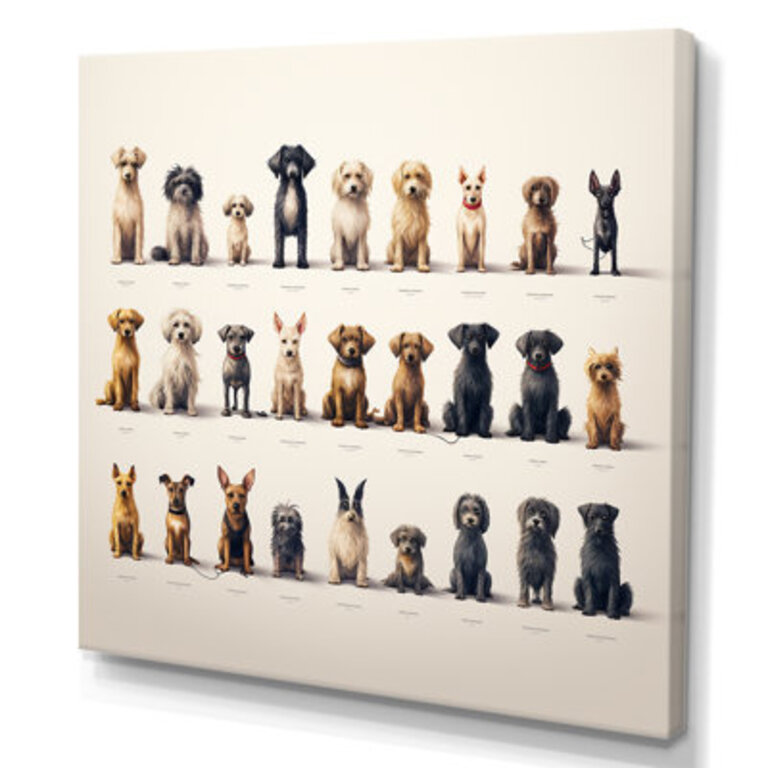 Grey Childrens Dog Nursery Patter I - Animals Wall Art Print
