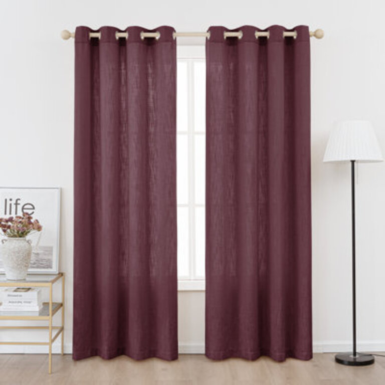 Kambi Slub Textured Linen Blended Semi-Sheer Grommet Curtain Pair