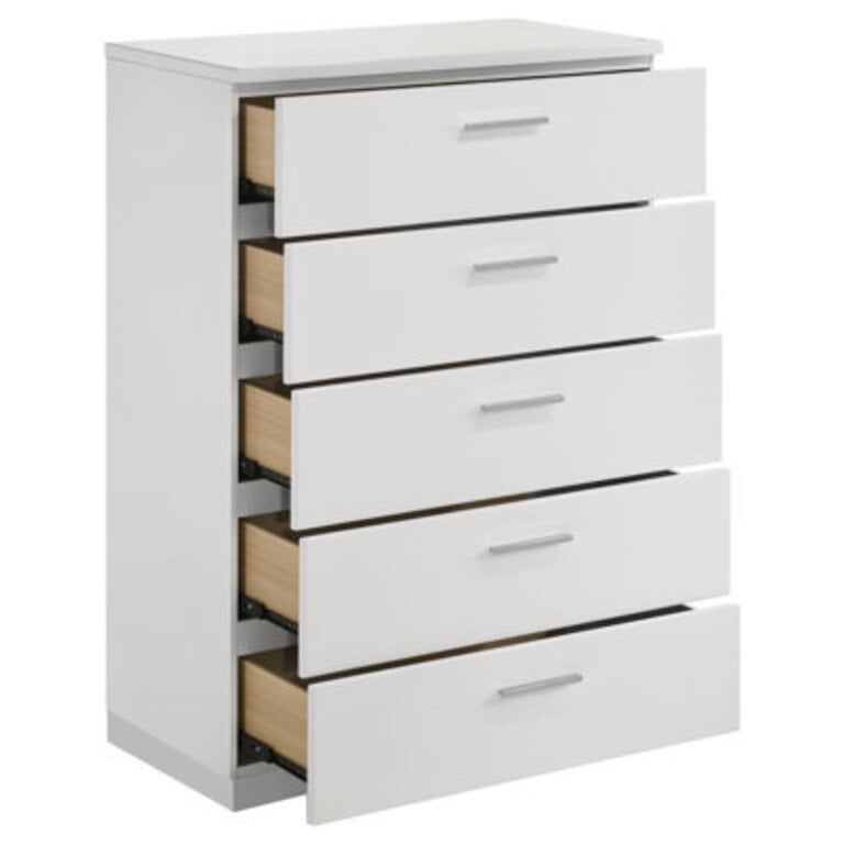 Clapp Felicity 5-drawer Bedroom Chest White High Gloss