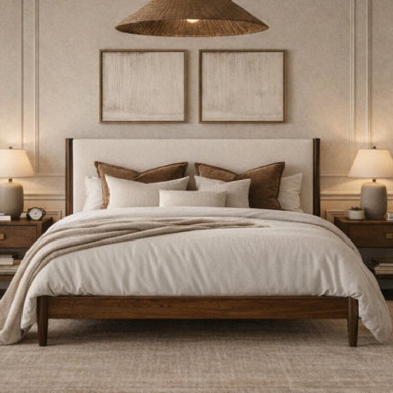 Beiler Solid Wood Upholstered Headboard Bed Frame