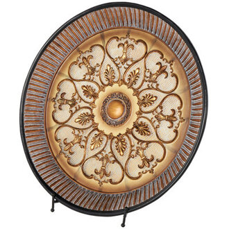 Doliya Polystone Embossed Detail Scroll Gold Charger with Stand