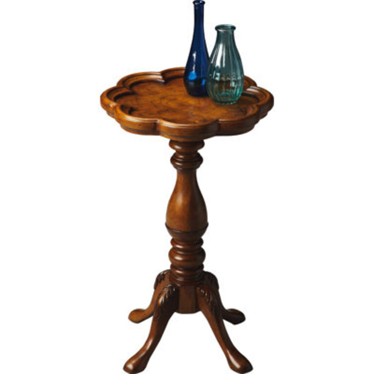 12 W End Table with Scalloped Tray Edge Top and Pedestal Base