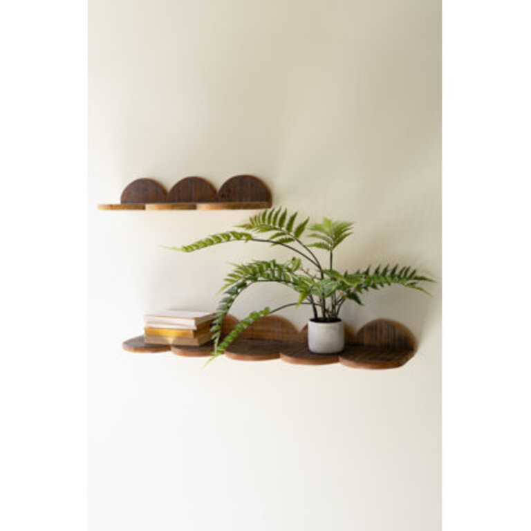 Dormington SET OF TWO SCALLOPED TRUCK WOOD FLOATING SHELVES