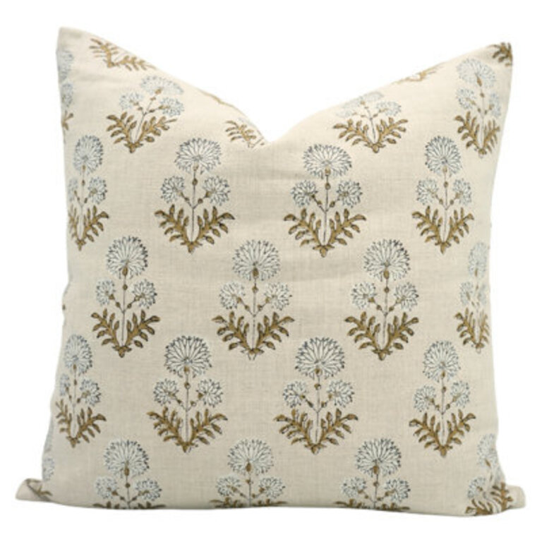 Floral Linen IndoorOutdoor Pillow Cover
