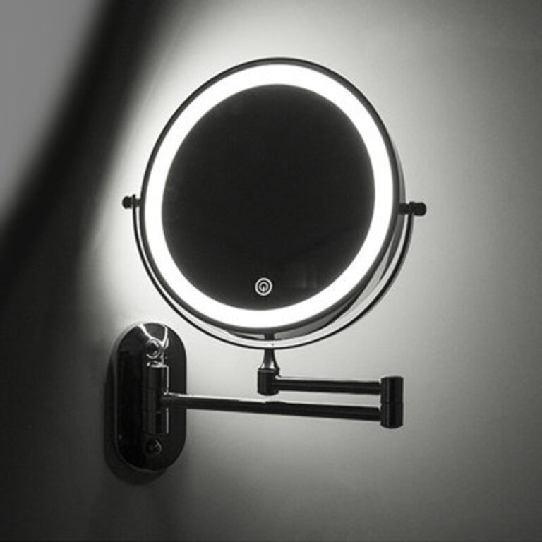 LED Round Metal Wall Mirror Rechargeable Makeup Mirror