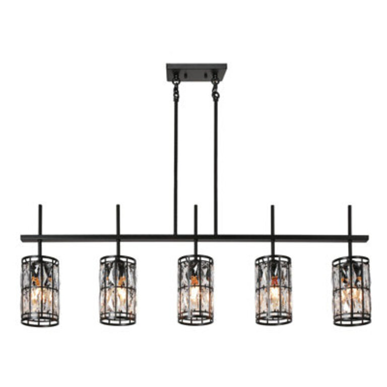 Baconton 453 W 5-Light Dimmable Linear Pendant with Crystal Accents