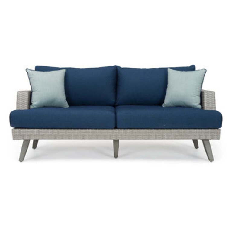 Ehrenfried 71 Wide Rectangle Powder Coated Aluminum Loveseat with Sunbrella Cushions