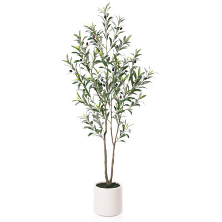 Altman Faux Olive Tree with White Planter