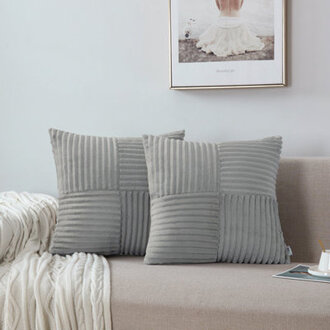 Square Striped Corduroy Soft Flannel Patchwork Pillow Cover