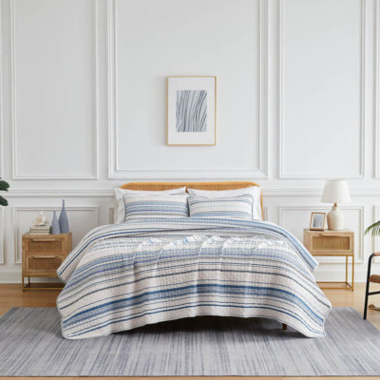 Coastal Stripes Collection Reversible Quilt Set