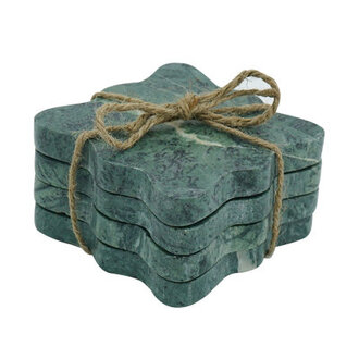 Persell Marble Coasters - Set of 4 - Teal with Jute String
