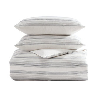 Island Mirco Waffle Stripe GrayIvory Comforter Set