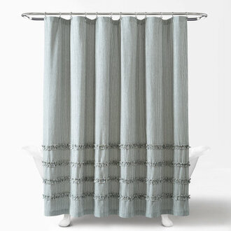 Vintage Stripe Cotton Striped Shower Curtain