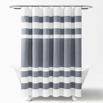 Cape Cod Stripe Cotton Striped Shower Curtain