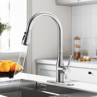 Pull Down Touchless Single Handle Kitchen Faucet with Deck Plate