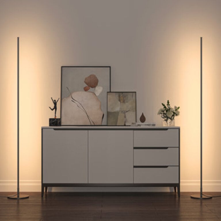 Hedden 58 Dimmable LED Corner Floor Lamps with Remote Control Set of 2