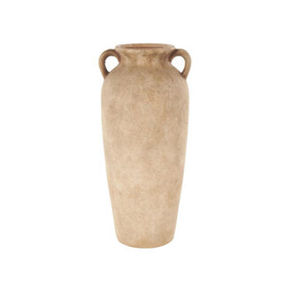 Brera Ceramic Antique Style Textured Vase With Shadings And Handles