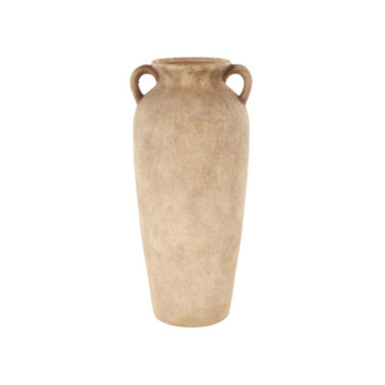 Brera Ceramic Antique Style Textured Vase With Shadings And Handles