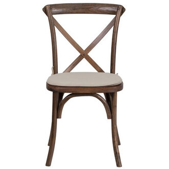 Arquit Series Stackable Wood Cross Back Bistro Dining Chair with Cushion