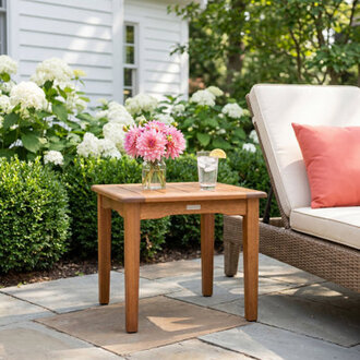 Akiva 195 W Square Eucalyptus Outdoor Side Table