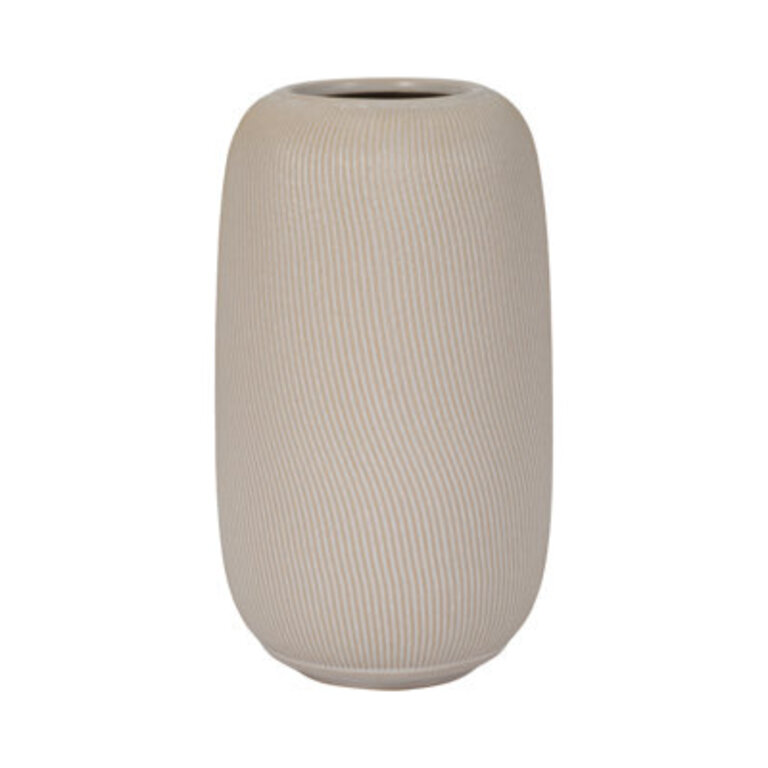 Handcrafted Ribbed Matte Ceramic Table Vase
