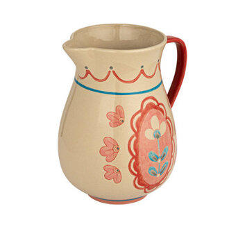 Floral Stoneware Pitcher With Handle