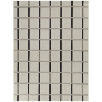 Rectangle Geometric Machine Woven Polypropylene Indoor  Outdoor Area Rug in GrayBlack