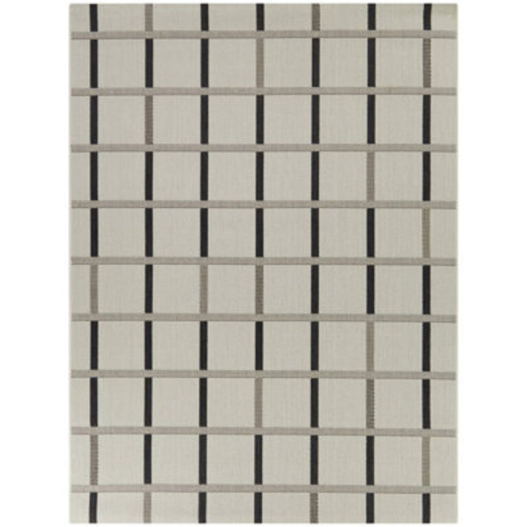 Rectangle Geometric Machine Woven Polypropylene Indoor  Outdoor Area Rug in GrayBlack
