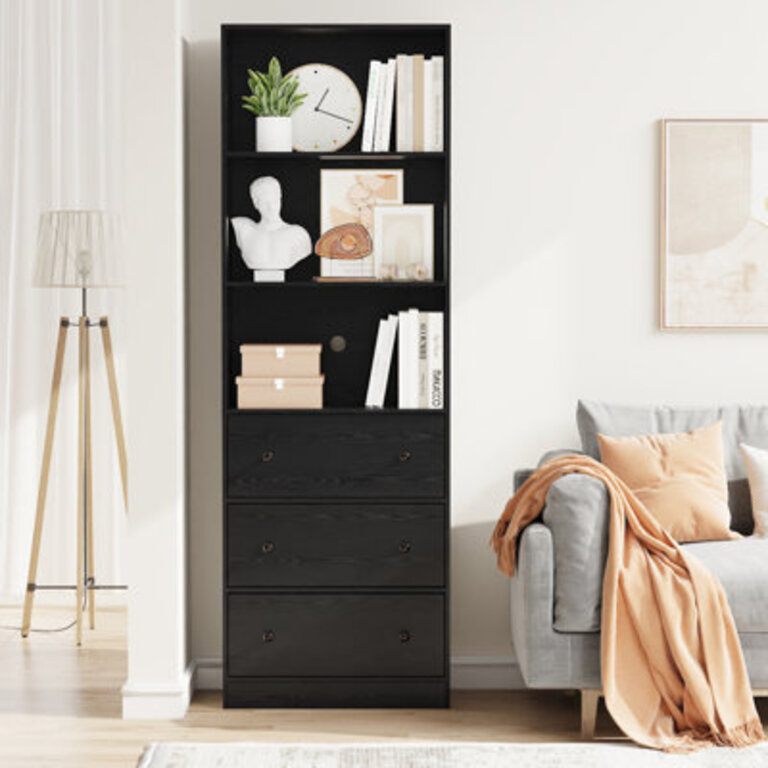 709 H X 236 W Standard Bookcase Cabinet with 2 Open Shelves and 3 Drawers