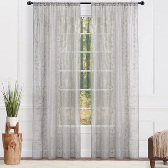 Delicia Floral Sheer Rod Pocket Curtain Panels
