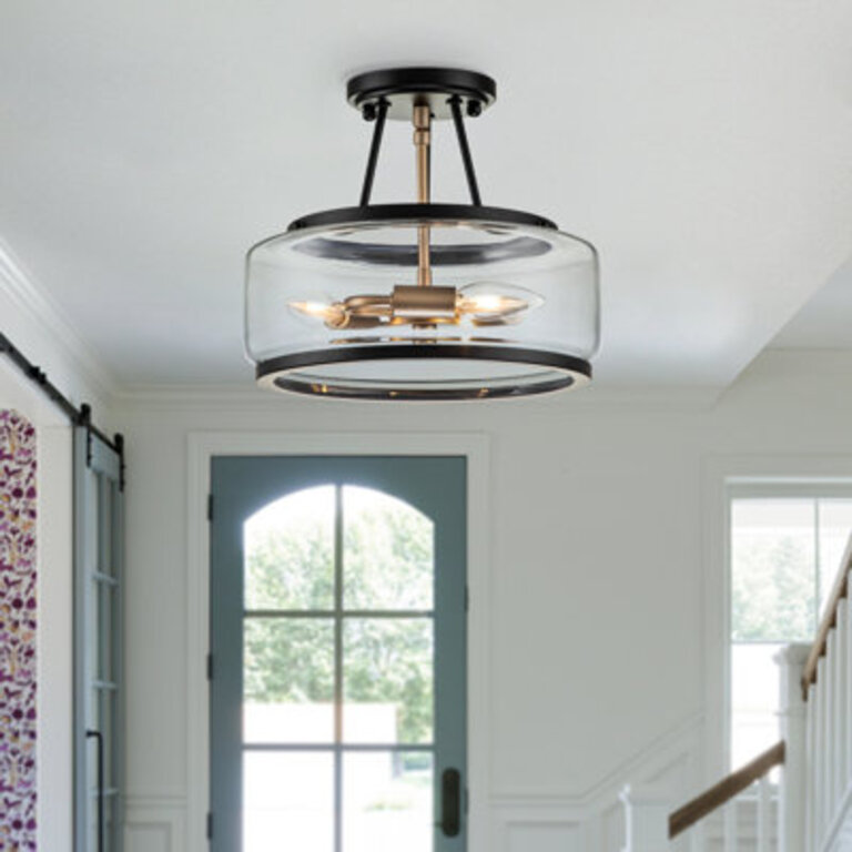 Akima 3 - Light Glass Drum Semi Flush Mount Light