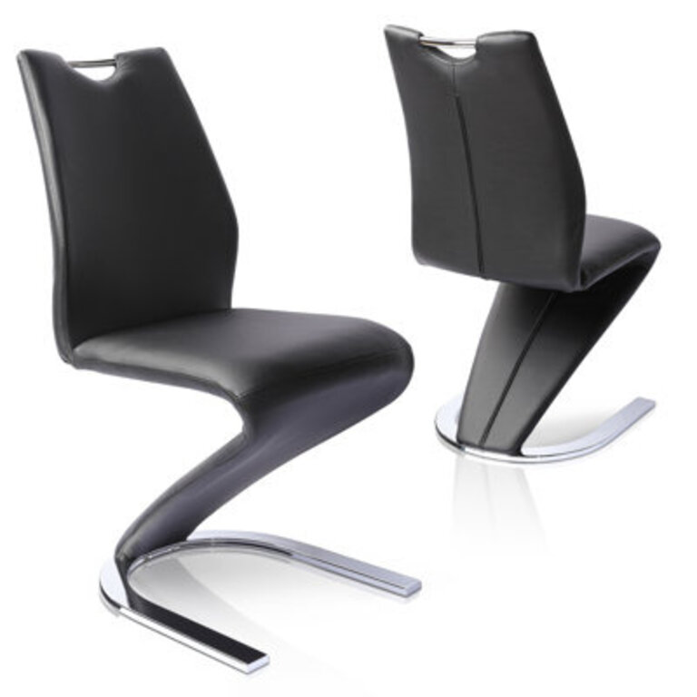 Appoline Upholstered Side Chair Faux Leather High-Back Cantilever Dining Chairs with Top Handle