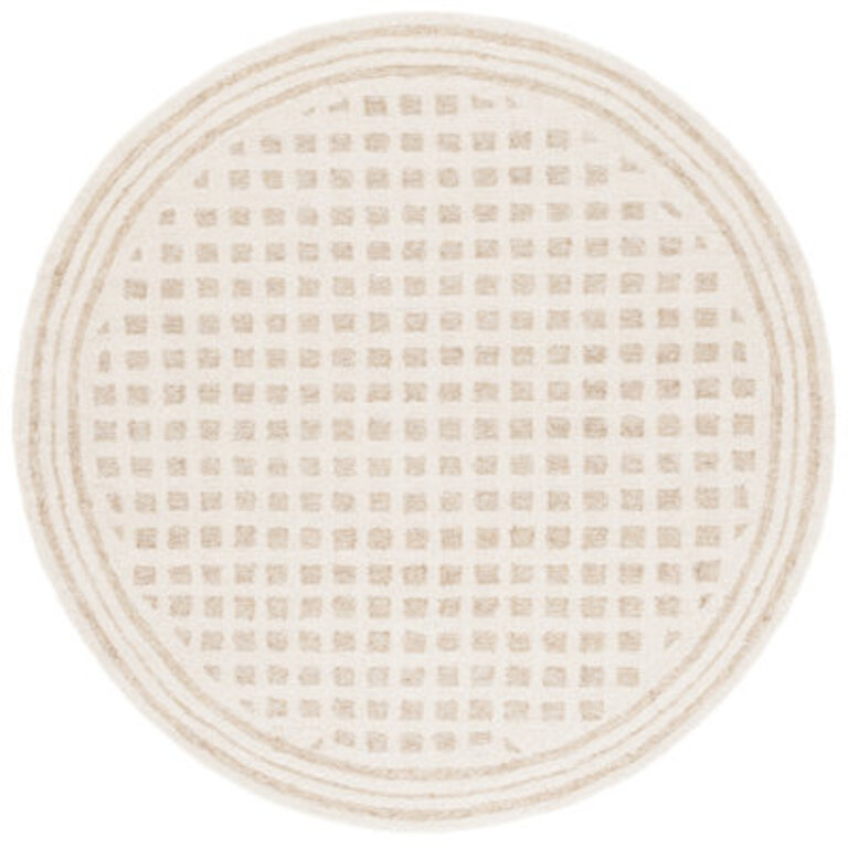 Ramm 604 Checkered Area Rug In Ivory  Beige