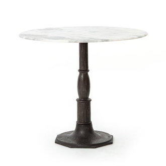 Mickley Round Marble Top Metal Base Dining Table