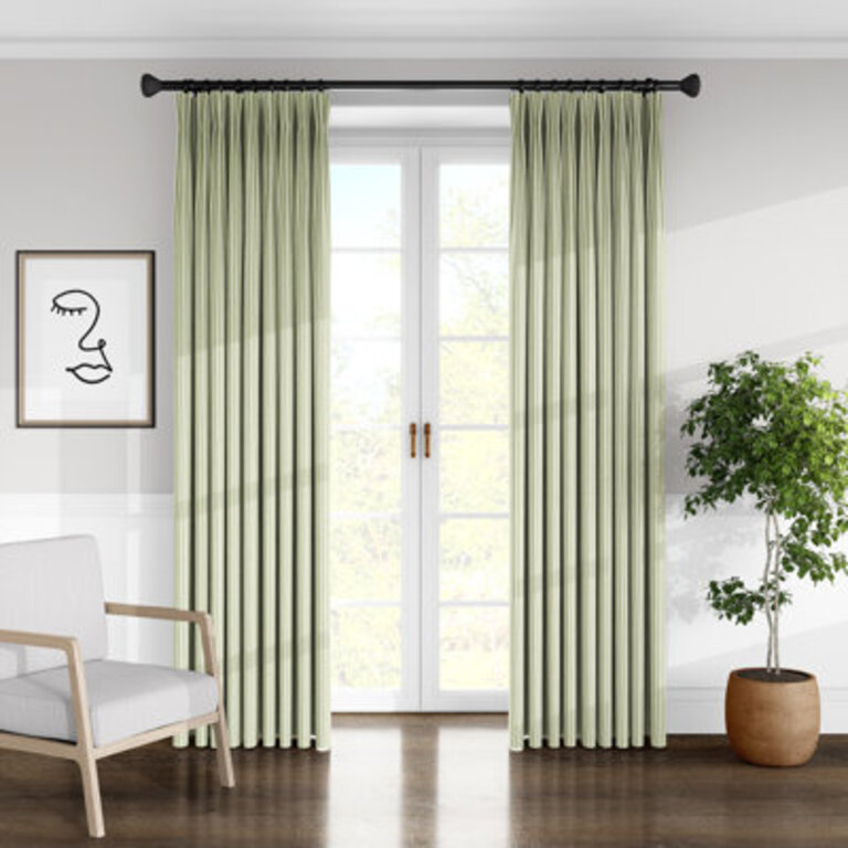 Ticking Stripe 100 Cotton Striped Room Darkening Pinch Pleat Single Curtain Panel