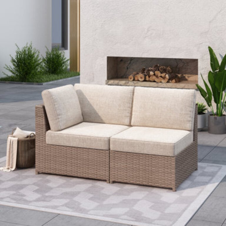 Amberson Wicker Patio Sofa with Cushions