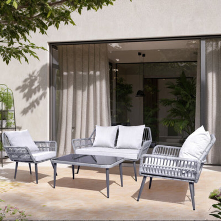Gonneke Premium All-Weather Wicker 4 - Person Patio Conversation Set with Cushions
