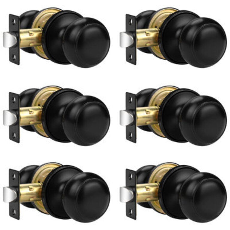 Door Knobs with Round Rosette Keyless Lock for Bed and Bath Room