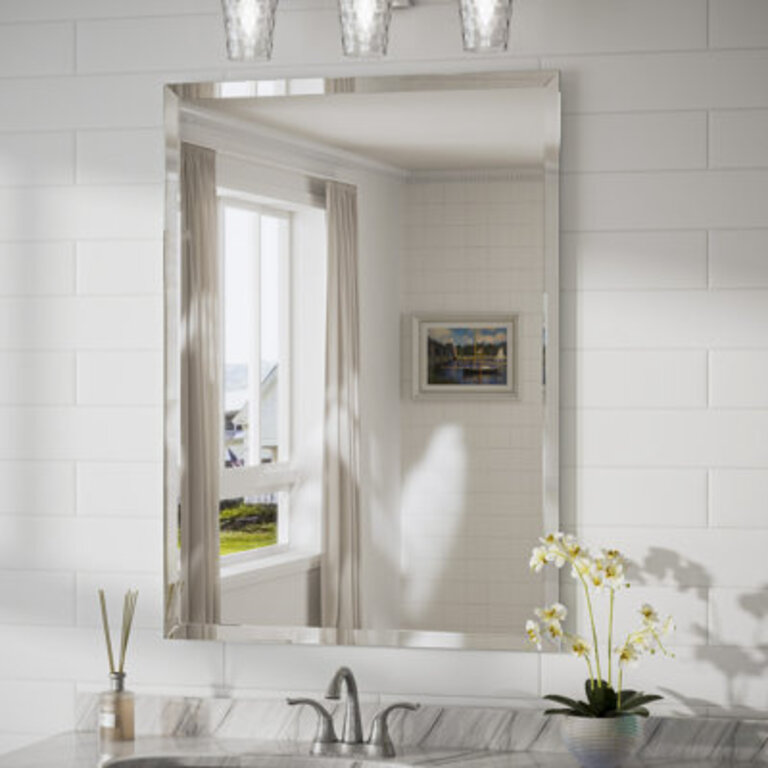 Janica Shatterproof Beveled Frameless Bathroom Vanity Mirror